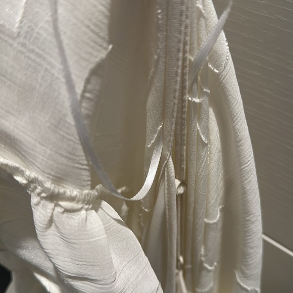 H&M Conscious Kaftan Dress Floral Ruffle Midi Flounce Cream Swim Coverup - Picture 6 of 8